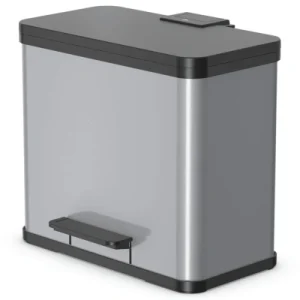 Hailo Öko Trio Plus – Kosz na śmieci z pedałem – 3 x 9 l – Srebrny Hailo Öko Trio Plus – Kosz na śmieci z pedałem – 3 x 9 l – Srebrny
