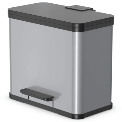 Hailo Öko Trio Plus – Kosz na śmieci z pedałem – 3 x 9 l – Srebrny Hailo Öko Trio Plus – Kosz na śmieci z pedałem – 3 x 9 l – Srebrny